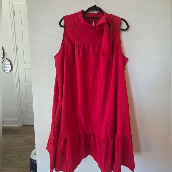 SHEIN Dresses & Skirts - Sleeveless Red Tie-Neck Midi Dress With Pockets